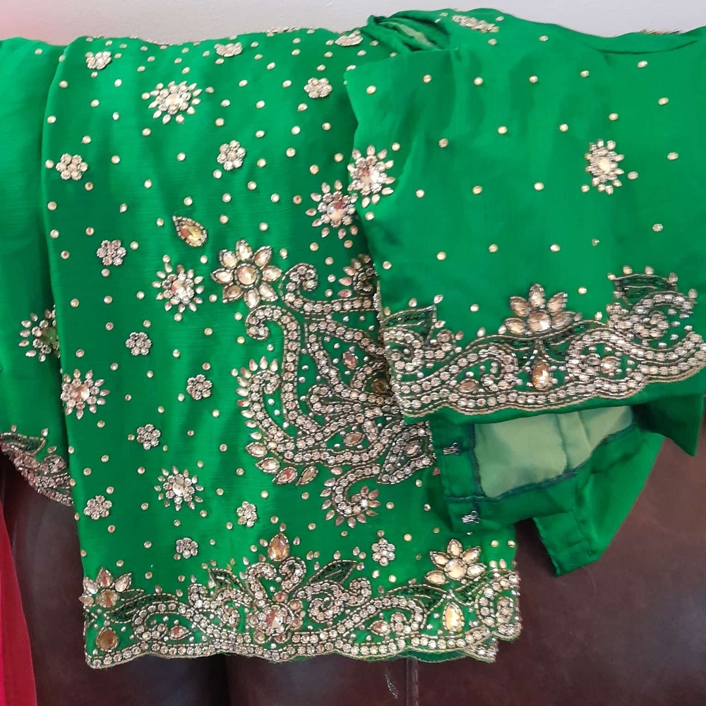 Ethnic Indian Wear Green Embellished Saree